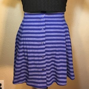 Striped A-line skirt with button detail
